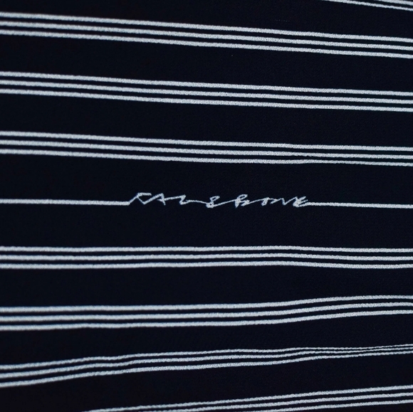 Rag & Bone Rosa Silk Straight Leg Jumpsuit Navy Blue White Stripe Size 4 - Picture 10 of 11